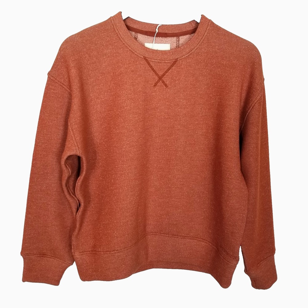 SmartWool  Men Terry Knit Sweatshirt Sz S Orange Merino Wool Blend Pullover‎